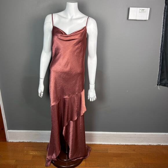 House of Harlow 1960 x Revolve Slip Dress Medium Eveline‎ satin metallic brown - Picture 2 of 12